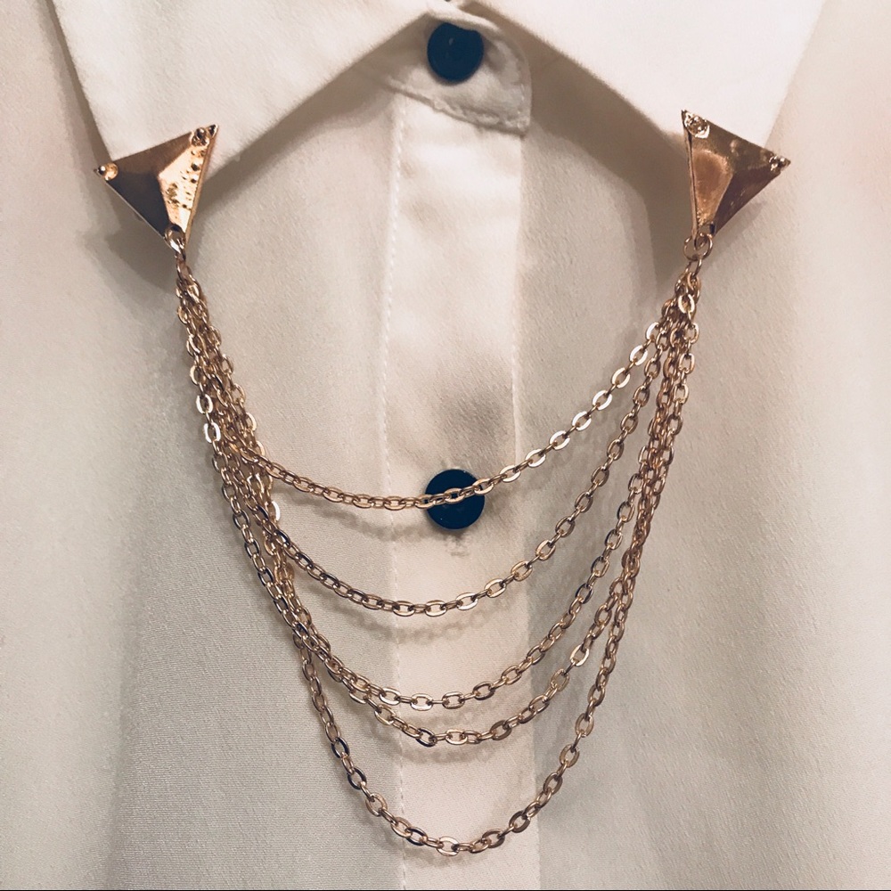 Chevron Collar Pin Gold - Picture 6 of 6